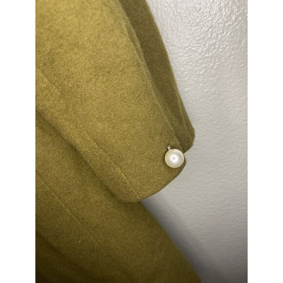 Olive Des Olive Wool Blend Coat Jacket Green Size 1 Waist Tye Korean - Picture 5 of 7